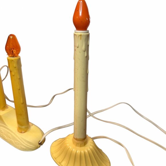 Vintage 1950s 5-Light Orange Plastic Christmas Candelabra Incandescent Holiday - Picture 3 of 16